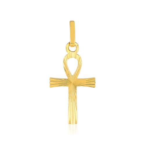 Pendentif croix égyptienne or jaune 750