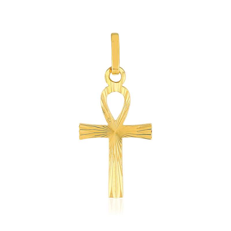 Pendentif croix égyptienne or jaune 750 - vue 1