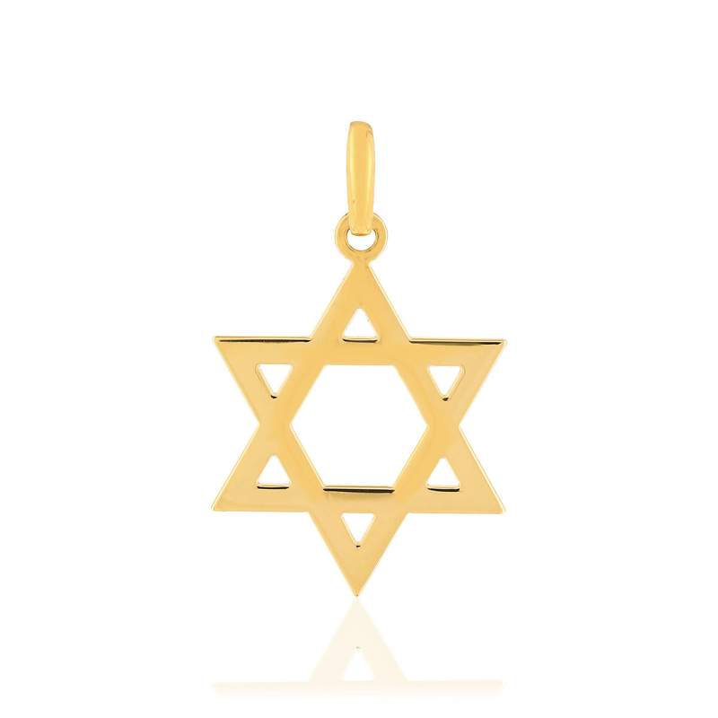Pendentif etoile de david or jaune 750 - vue 1