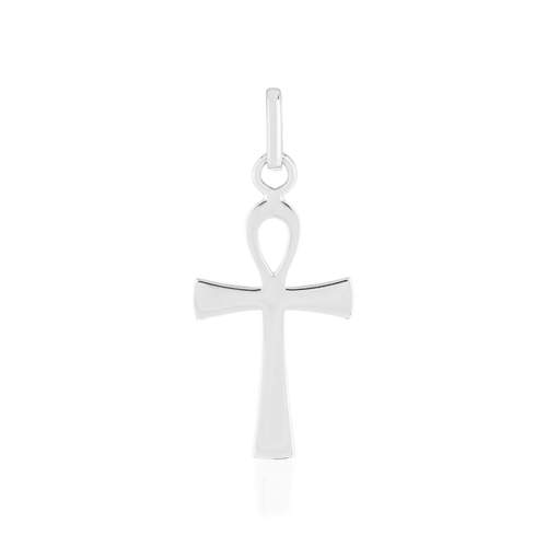 Pendentif croix egyptienne or blanc 750