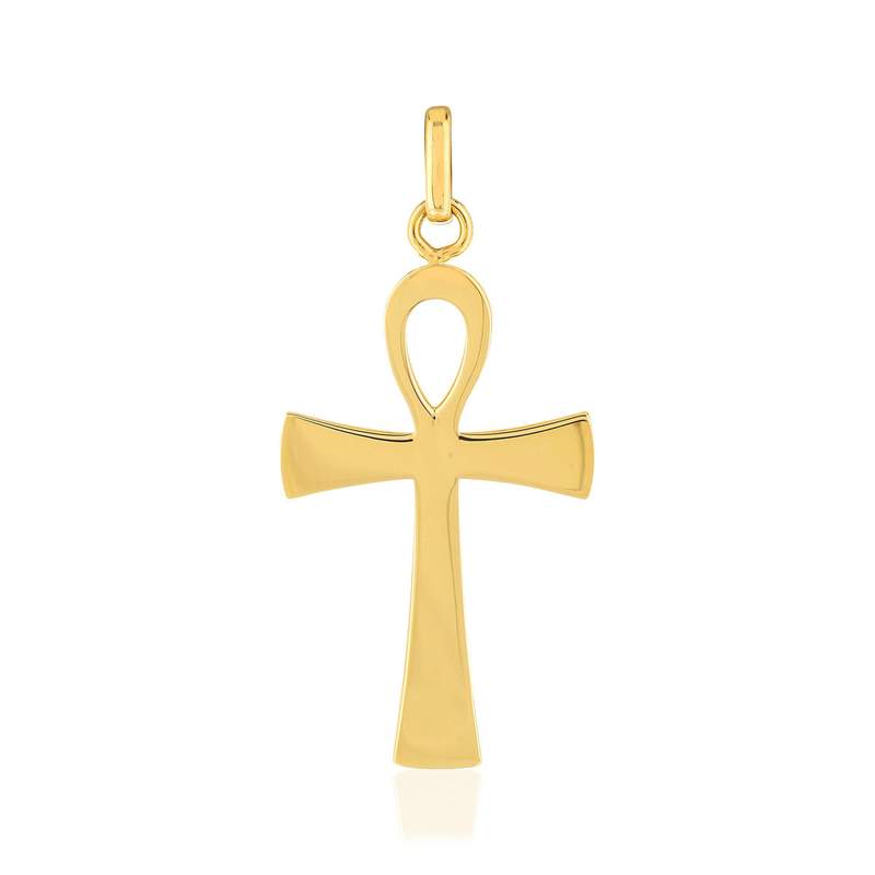 Pendentif croix egyptienne or jaune 750 - vue 1