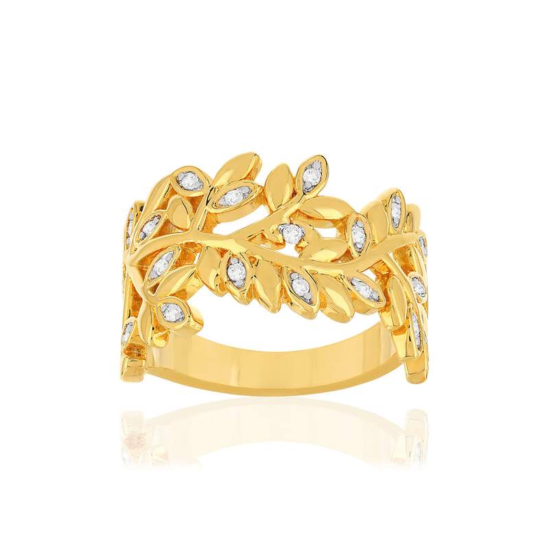 Bague plaqué or 2 tons zirconias - vue 1