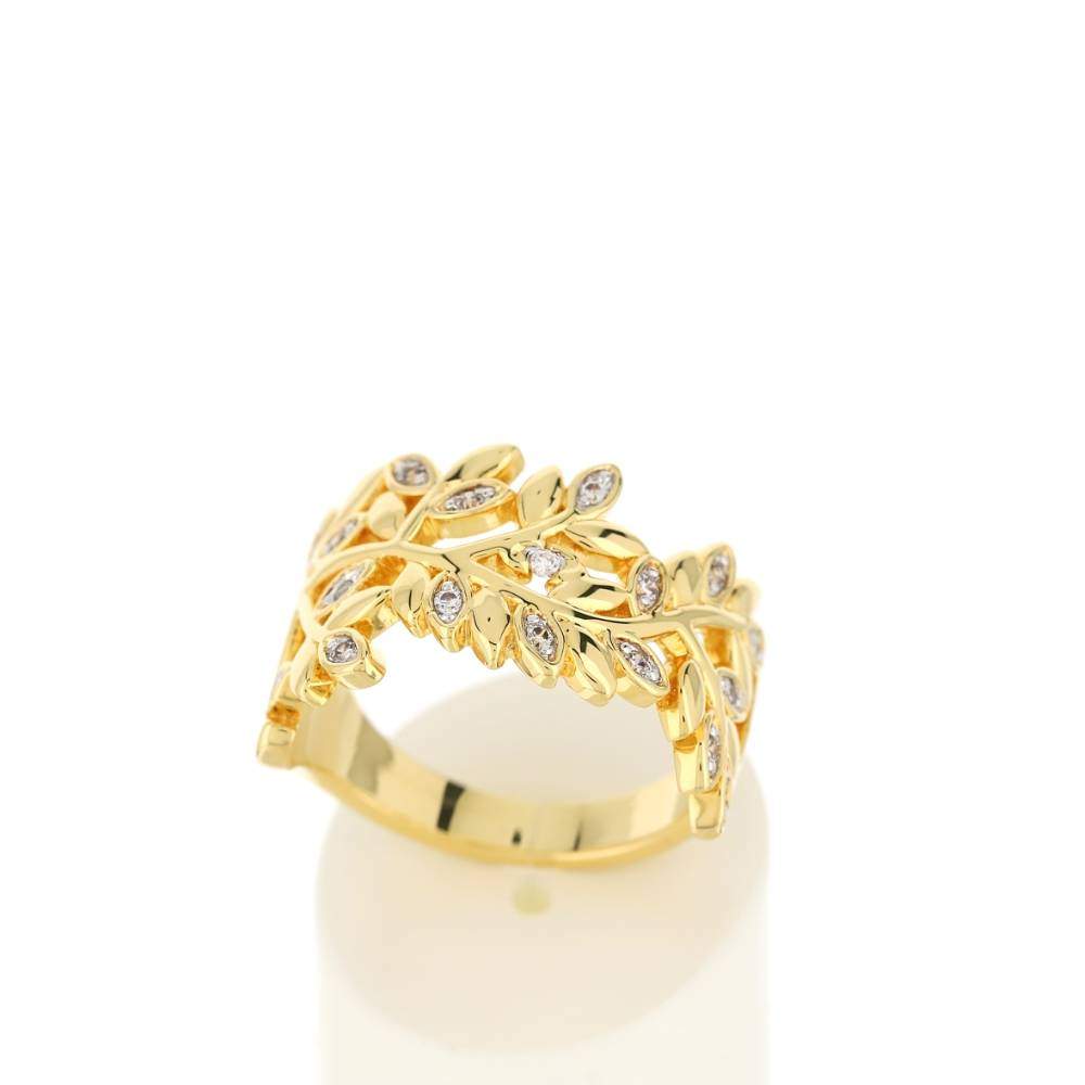 Bague plaqué or 2 tons zirconias - vue 2