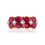 Bague or 375 2 tons rubis diamants - vue 3