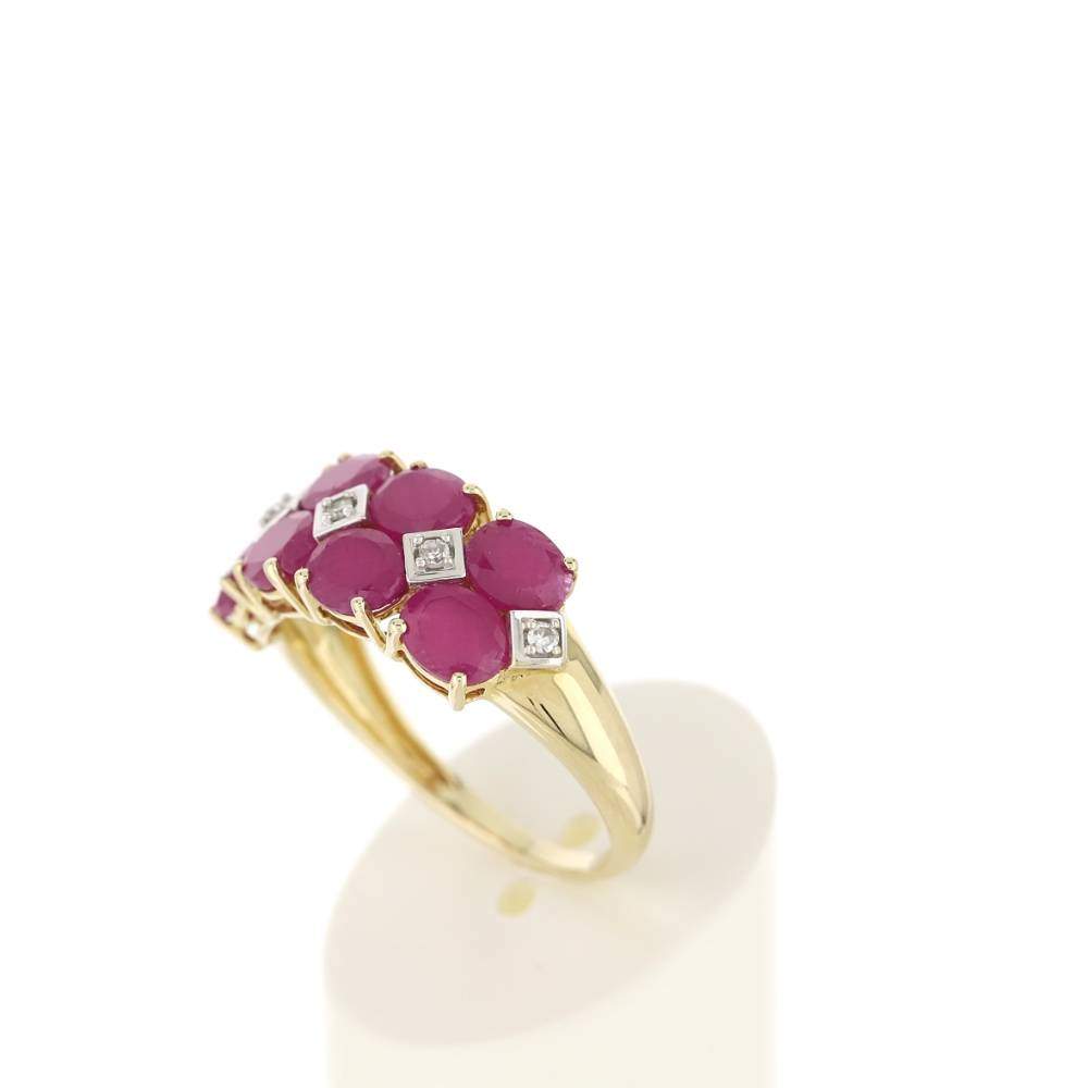 Bague or 375 2 tons rubis diamants - vue 4