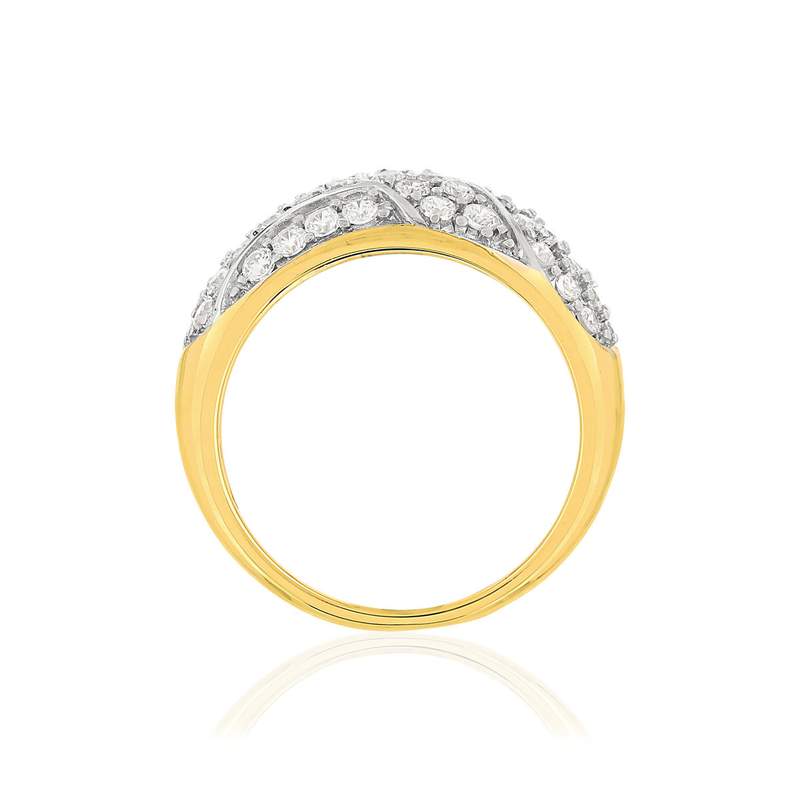 Bague plaque or 2 tons zirconias - vue 2