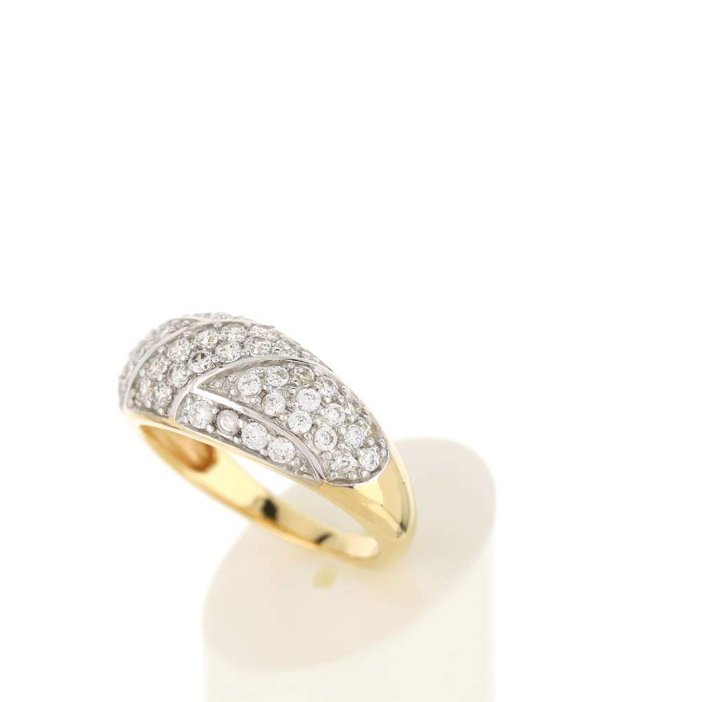 Bague plaque or 2 tons zirconias - vue 4