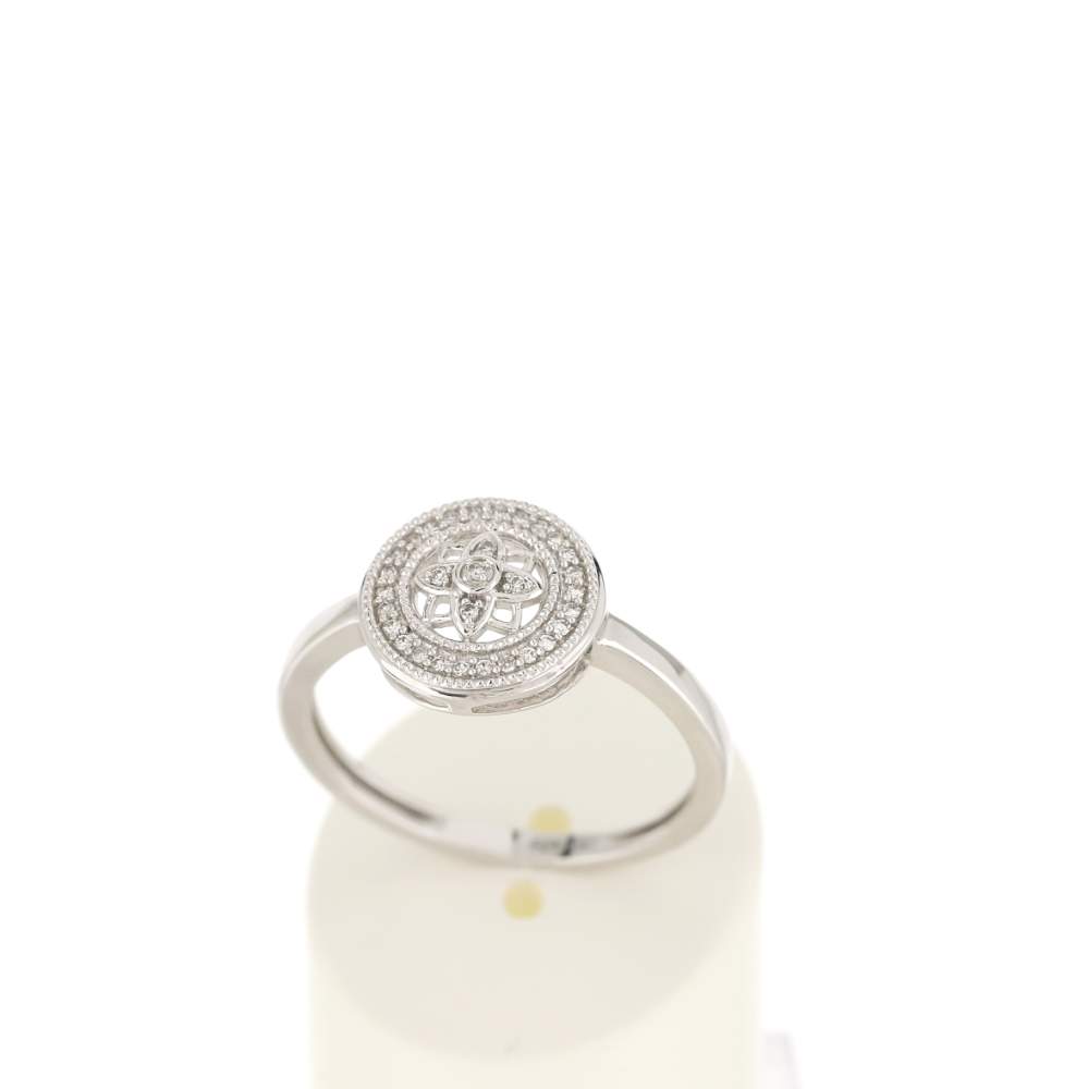 Bague or blanc 375 diamants - vue 2