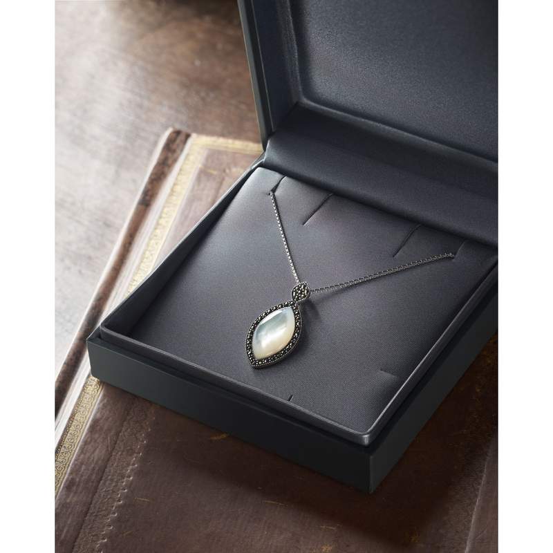 Collier argent 925 nacre marcassites 40 à 45 cm - vue 2