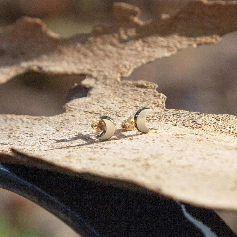 Boucles d'oreilles or jaune 375 lune - vue D3