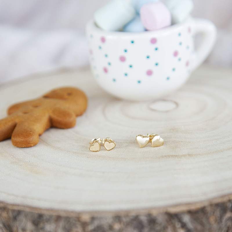 Earrings yellow gold 375 heart - view D3