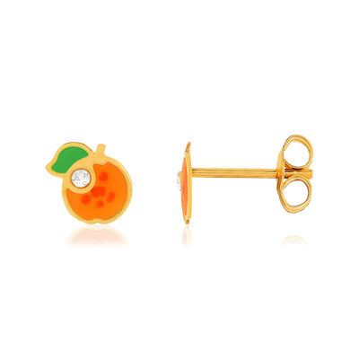 Boucles d'oreilles or jaune 375 laque zirconias orange