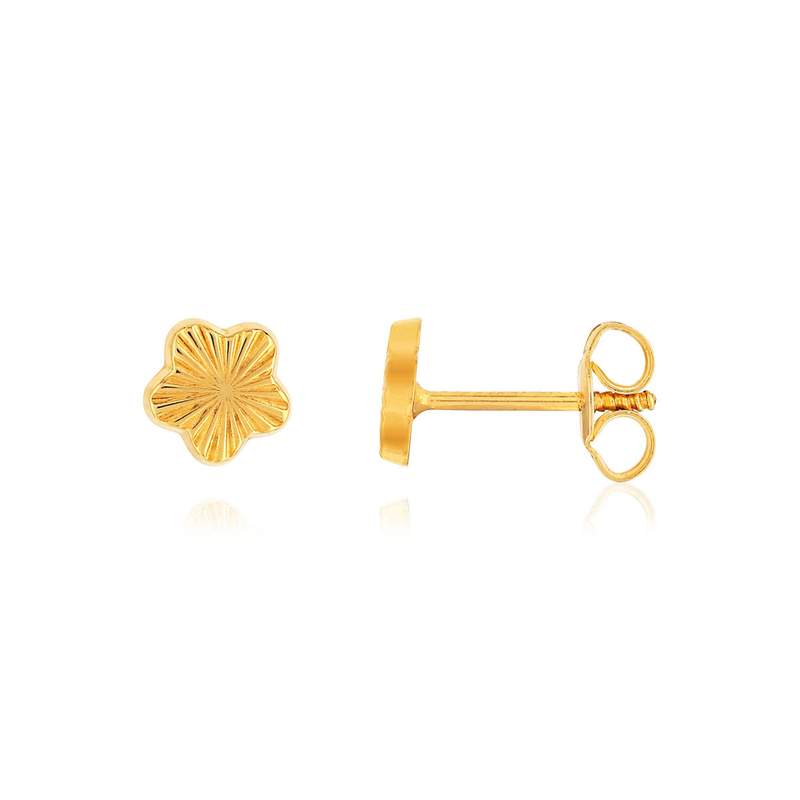 Boucles d'oreilles or jaune 375 fleur - vue 1