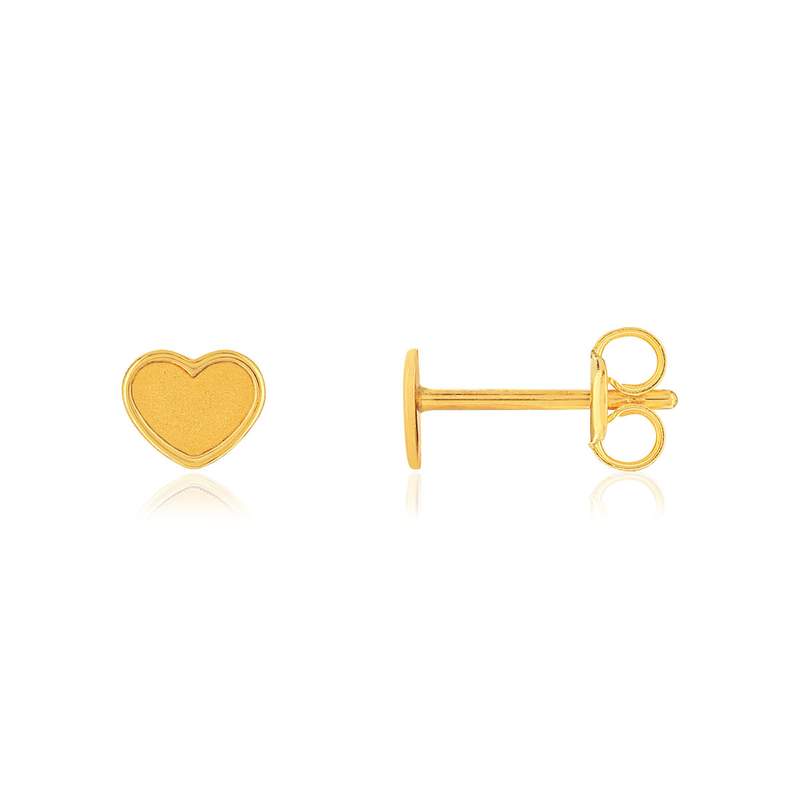 375 yellow gold heart earrings - view 1
