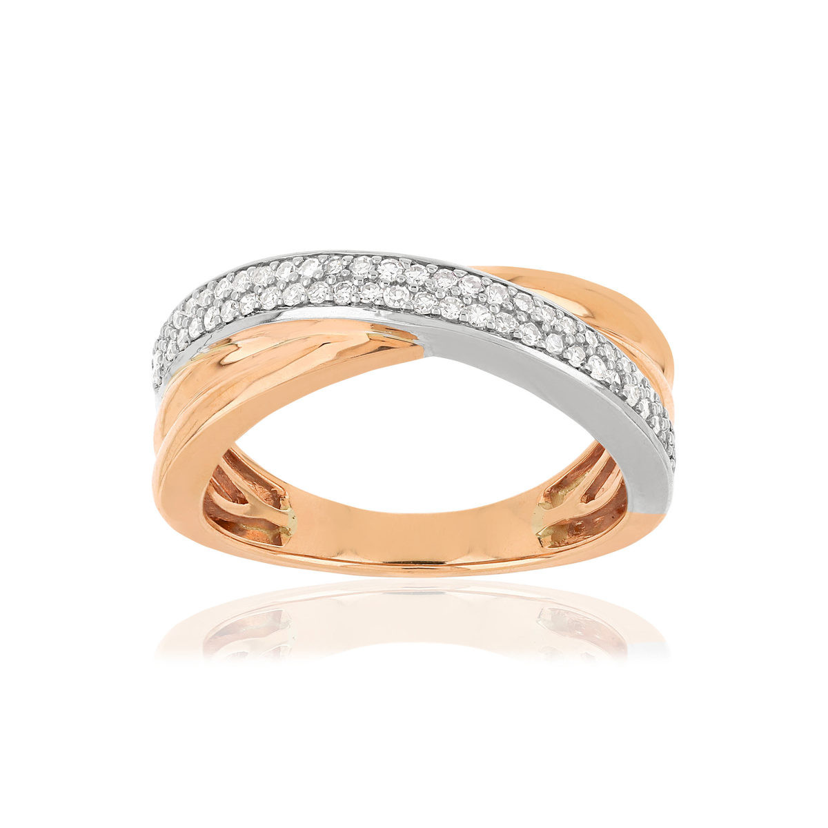 Rose gold-plated 925 silver ring with zirconias