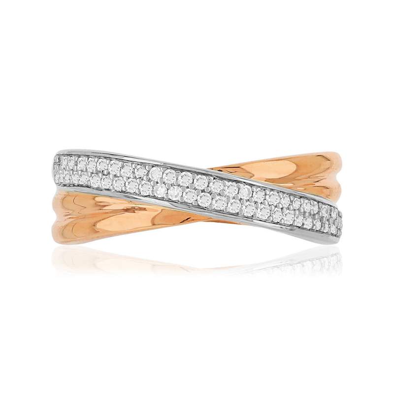 Bague argent 925 doré rose zirconias - vue 3