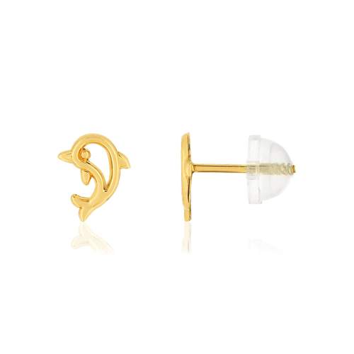 Earrings in 375 yellow gold with dolphin motif,