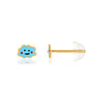 Boucles d'oreilles or jaune 375, laque. Motif nuage. - vue 1