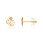 Boucles d'oreilles or jaune 375, laque. Motif lapin. - vue 1