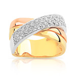 Bague argent 925 doré zirconias - vue 1