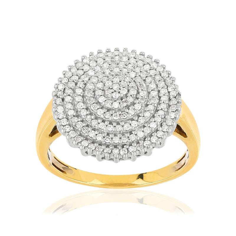 Bague argent 925 doré zirconias - vue 1