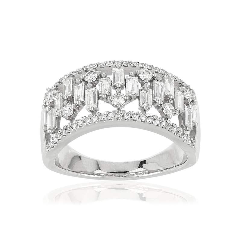Bague argent 925 zirconias - vue 1