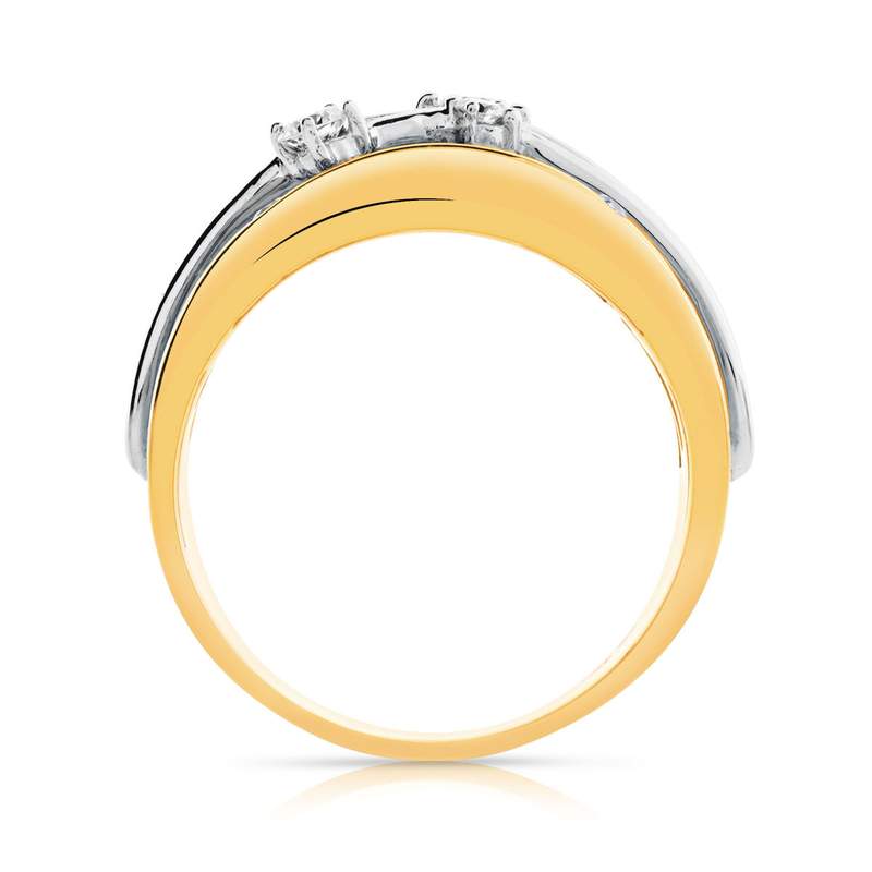 Bague argent 925 doré zirconias - vue 2