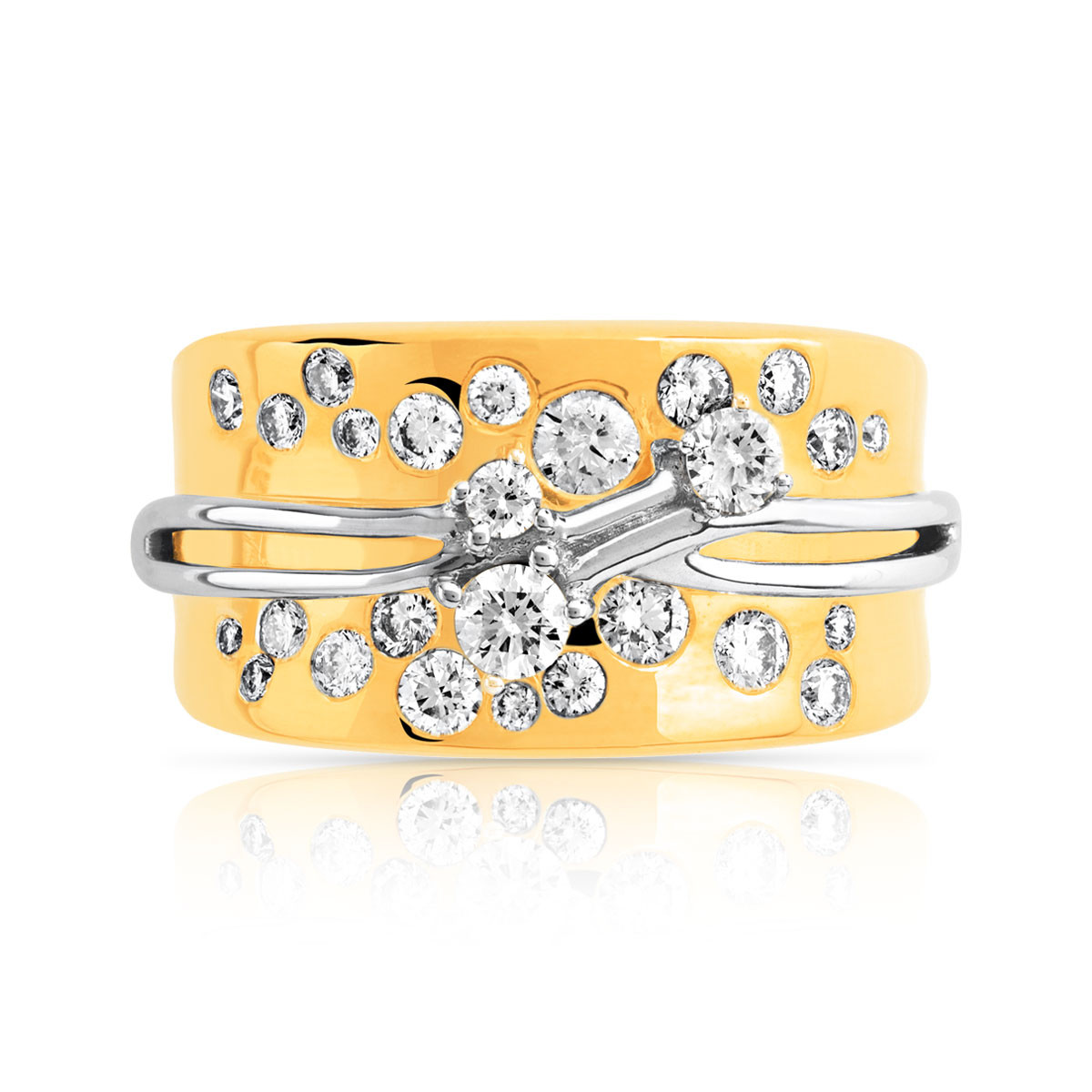 Bague argent 925 doré zirconias - vue 3