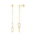 375 yellow gold drop earrings. Double-link chain design - view 1