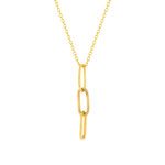 Collier or jaune 375, pendants 3 maillons striés. Longueur 43 cm. - vue 1