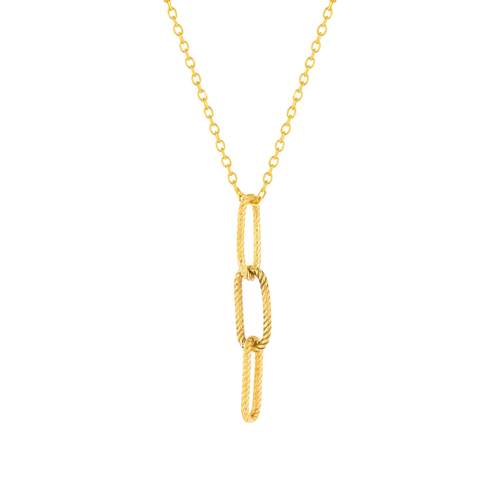 375° geelgouden collier met 3 gestreepte schakels. Lengte 43 cm.