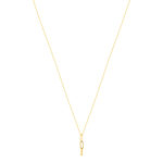 Collier or jaune 375, pendants 3 maillons striés. Longueur 43 cm. - vue 2