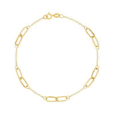 Bracelet or jaune 375, maillons alternés, striés. Longueur 18 cm. - vue 1