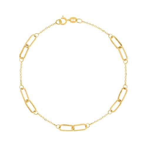 Bracelet or jaune 375, maillons alternés, striés. Longueur 18 cm.