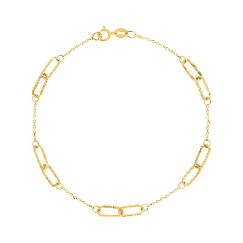 Bracelet or jaune 375, maillons alternés, striés. Longueur 18 cm. - vue 1