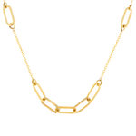 Collier or jaune 375, maillons alternés, striés. Longueur 45 cm. - vue 1