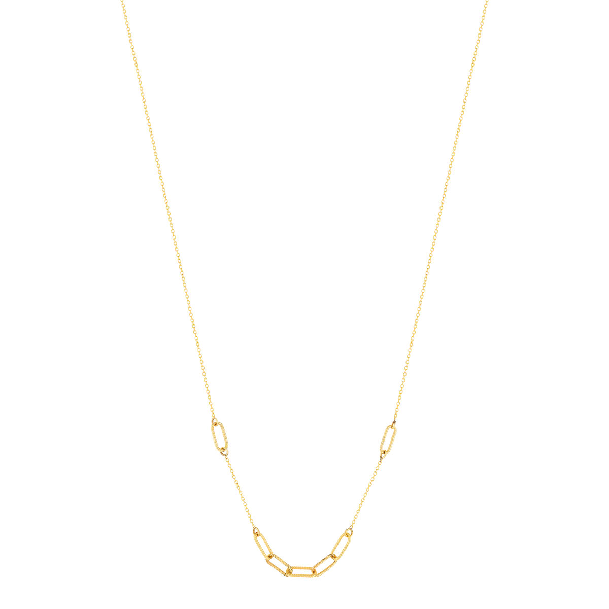 Collier or jaune 375, maillons alternés, striés. Longueur 45 cm. - vue 2