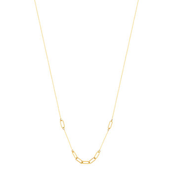 Collier or jaune 375, maillons alternés, striés. Longueur 45 cm.