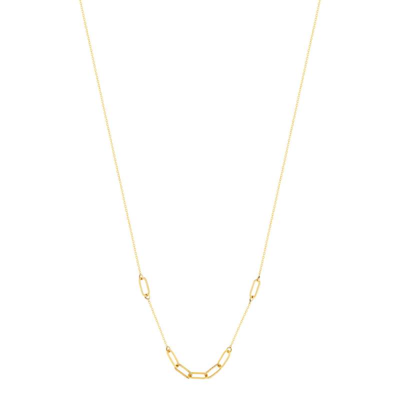 Collier or jaune 375, maillons alternés, striés. Longueur 45 cm. - vue 2