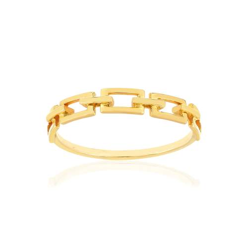 Bague or jaune 375, motif maillon rectangulaire.