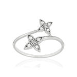Bague or blanc 375 fleurs diamants - vue 1