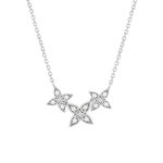 Collier or blanc 375, diamants. Motif fleurs. Longueur 42 cm. - vue 1