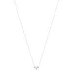 Collier or blanc 375, diamants. Motif fleurs. Longueur 42 cm. - vue 2