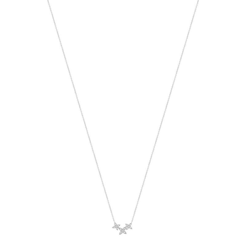 Necklace, 375 white gold, diamonds. Flower motif. Length 42 cm. - view 2