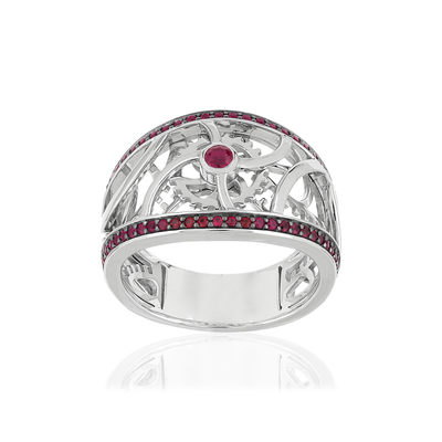 Bague Vesontio or blanc 750, rubis total 50/100e de carat. - vue 1