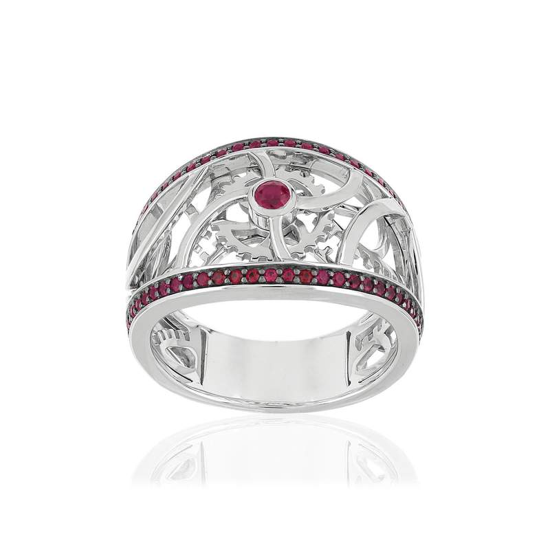 Bague Vesontio or blanc 750, rubis total 50/100e de carat. - vue 1