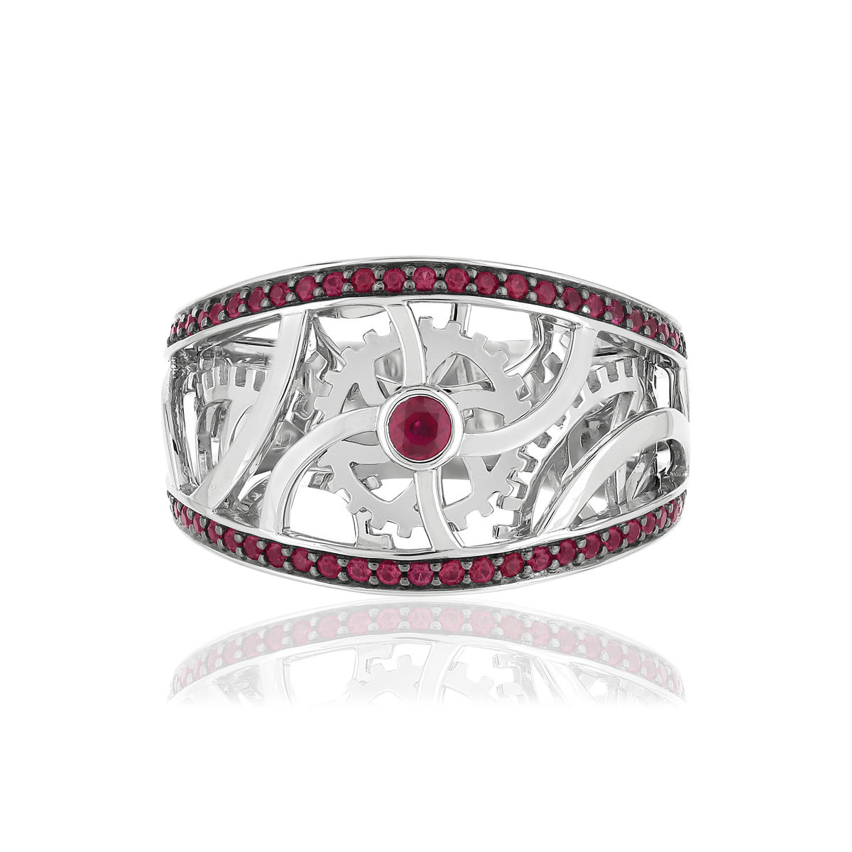 Bague Vesontio or blanc 750, rubis total 50/100e de carat. - vue 3