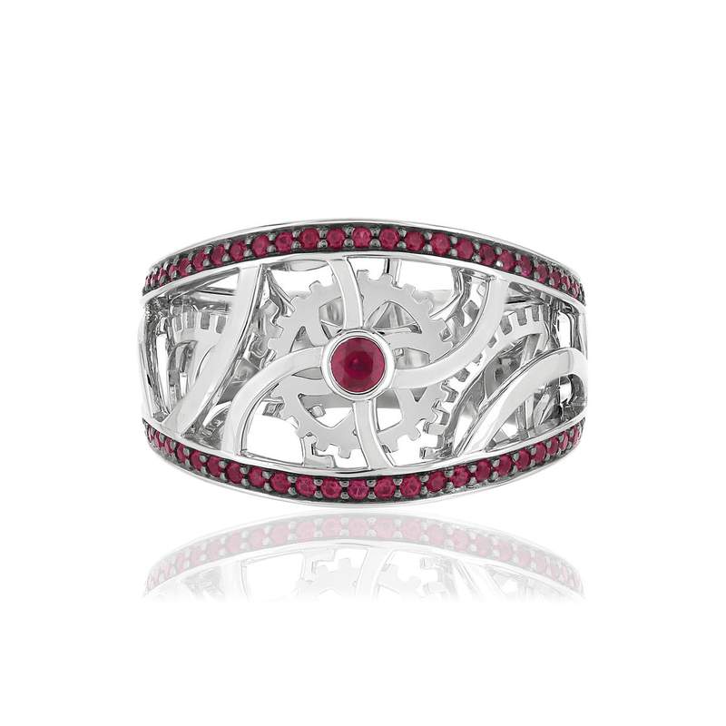 Bague Vesontio or blanc 750, rubis total 50/100e de carat. - vue 3