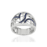 Bague Vesontio or blanc 750, saphirs total 30/100e de carat. - vue 1