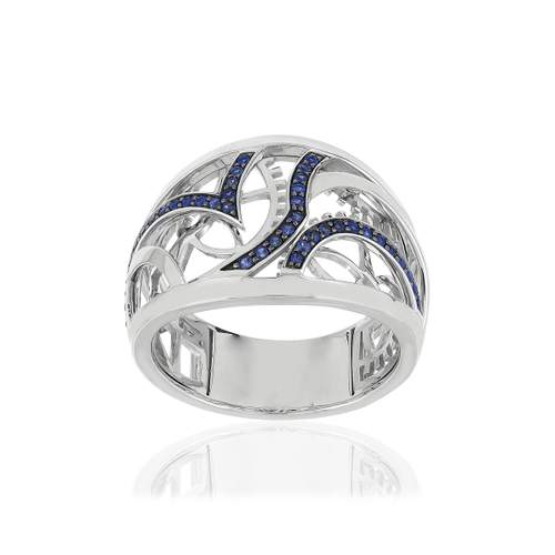 Vesontio ring in 750 white gold, sapphires totaling 30/100ths of a carat.